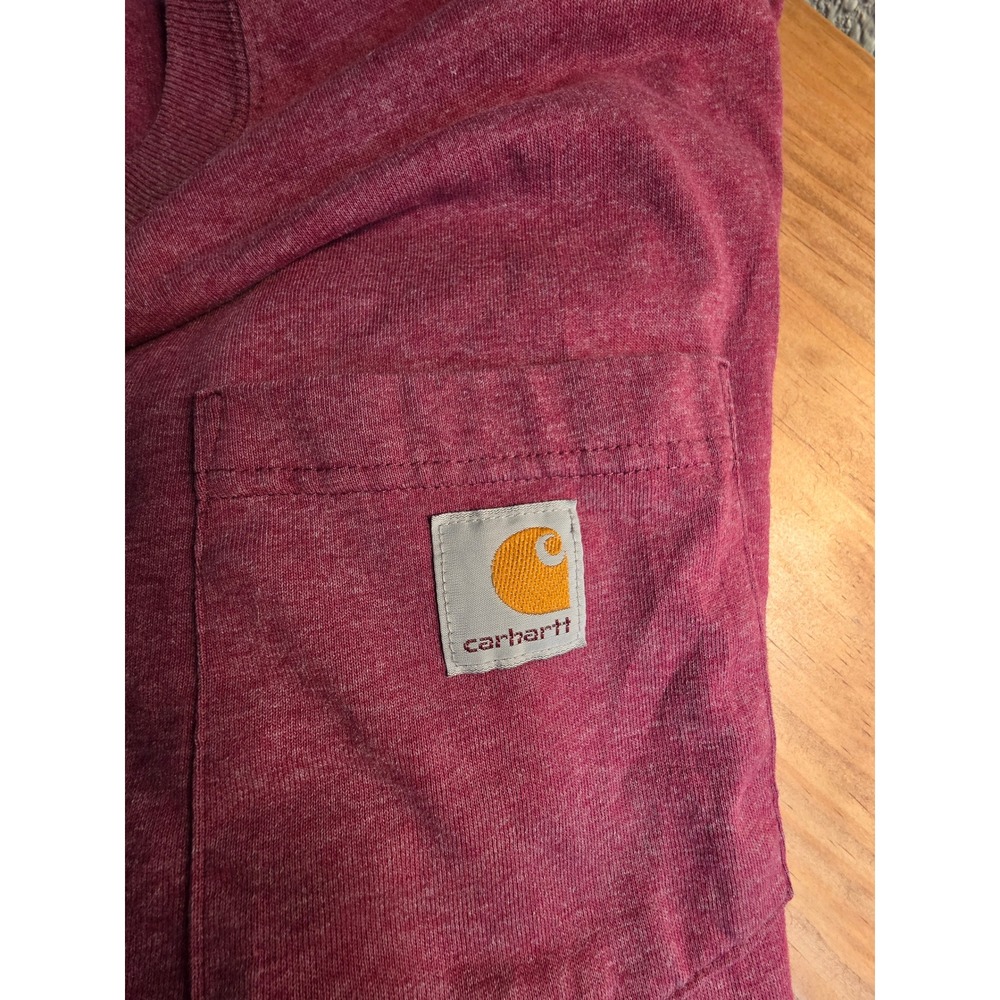Carhartt Loose Fit Pocket T-Shirt Mens XL Burgundy Heather Short Sleeve Tee - Picture 3 of 3